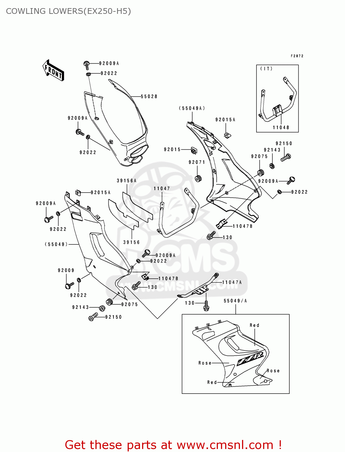 COWLING LOWERS(EX250-H5) EX250H5 ZZR250 1994 EUROPE NL AR GR IT