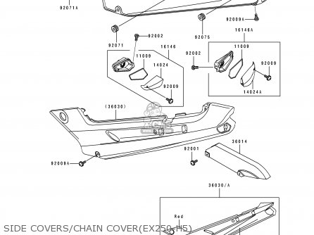 SIDE COVERS/CHAIN COVER(EX250-H5) - EX250H5 ZZR250 1994 EUROPE NL AR GR IT