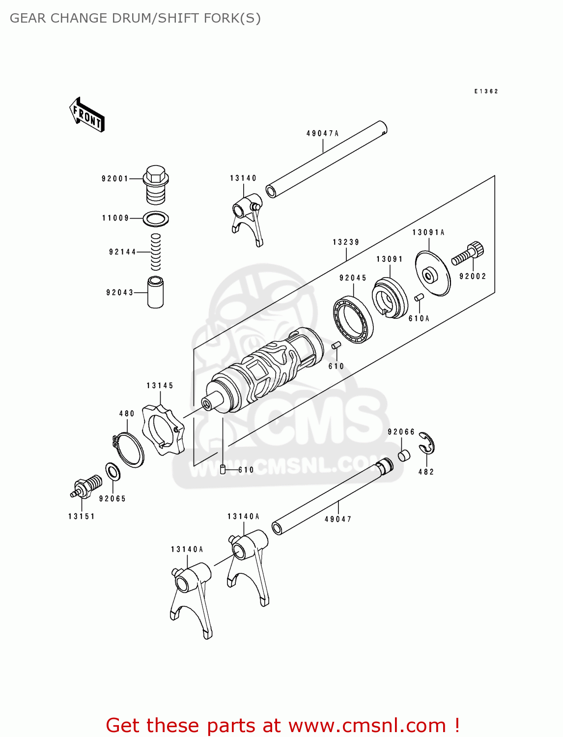 GEAR CHANGE DRUM/SHIFT FORK(S) EX250H7 ZZR250 1996 EUROPE NL