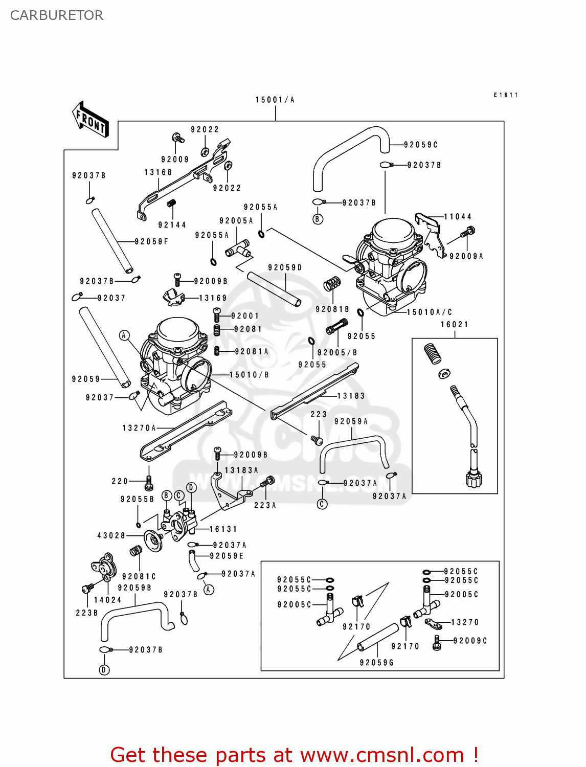 CARBURETOR EX250H7 ZZR250 1996 EUROPE NL