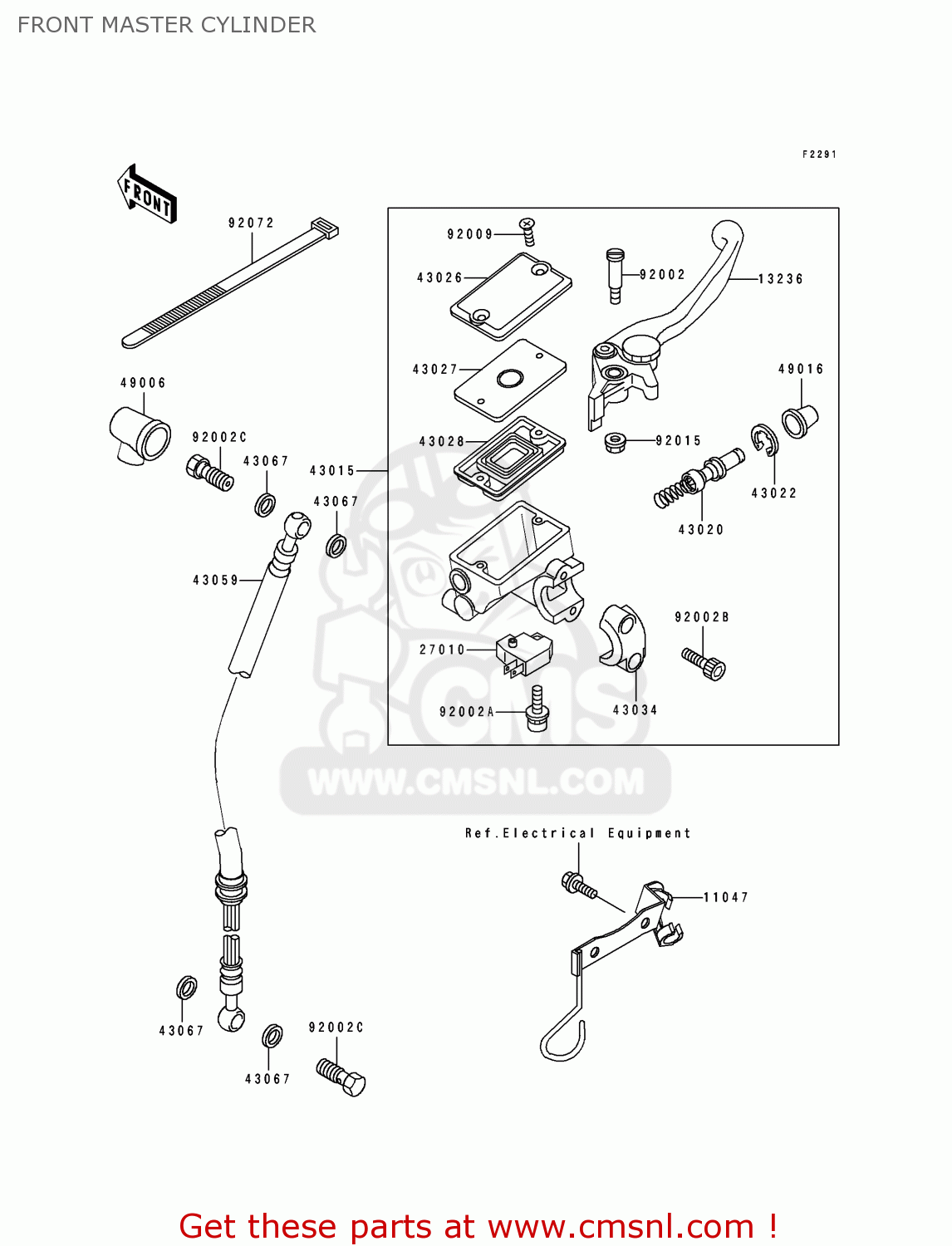 FRONT MASTER CYLINDER EX250H7 ZZR250 1996 EUROPE NL