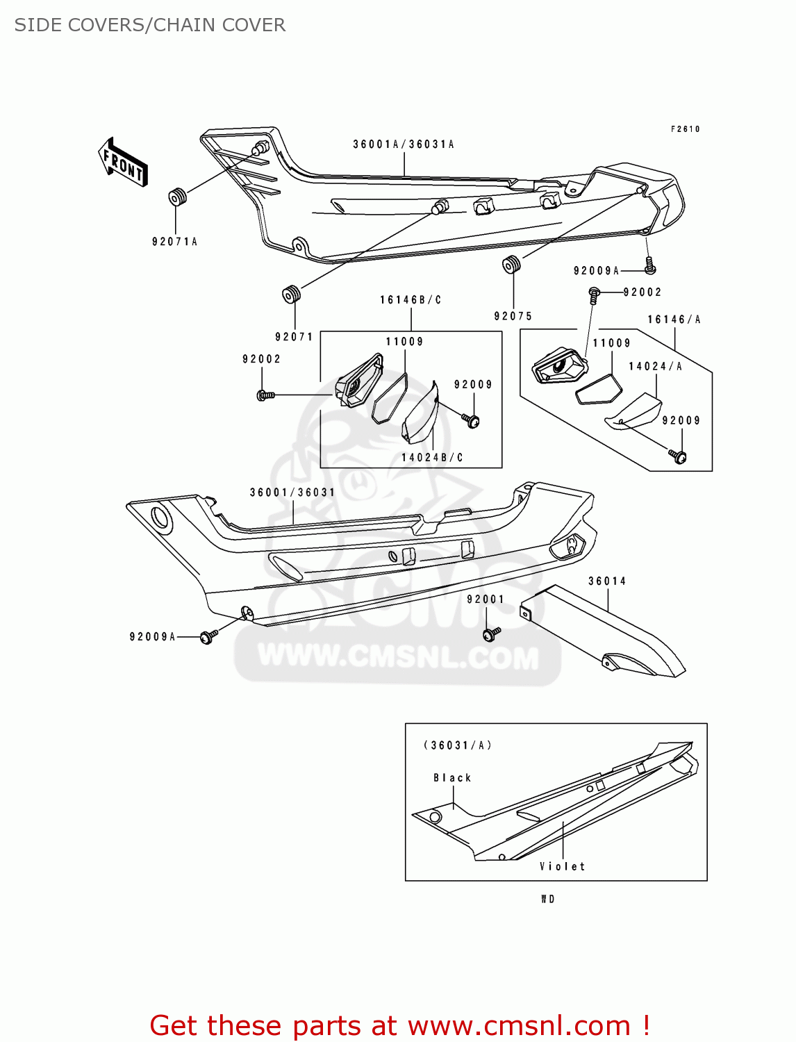 SIDE COVERS/CHAIN COVER EX250H7 ZZR250 1996 EUROPE NL