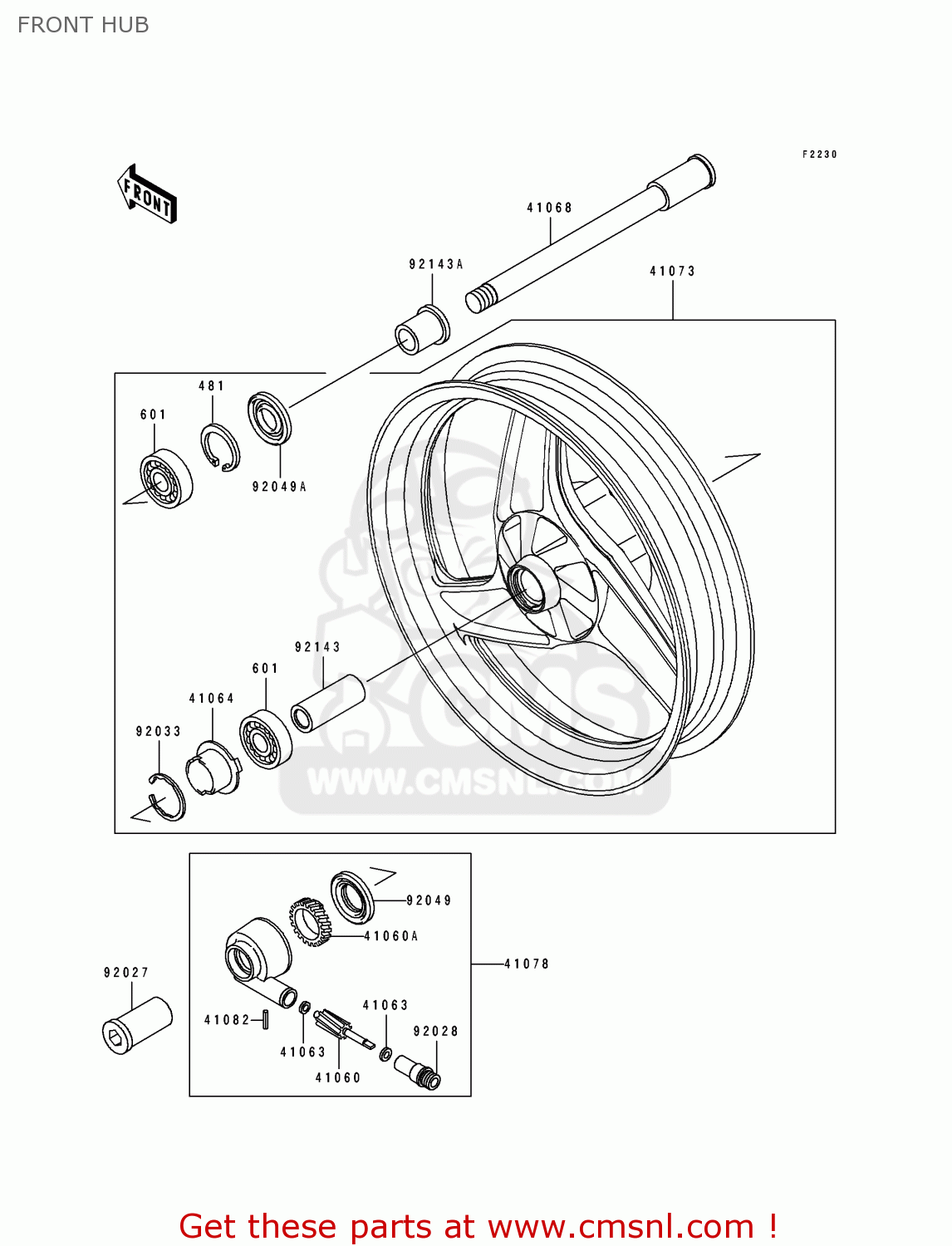 FRONT HUB EX250H8 ZZR250 1997 ITALY