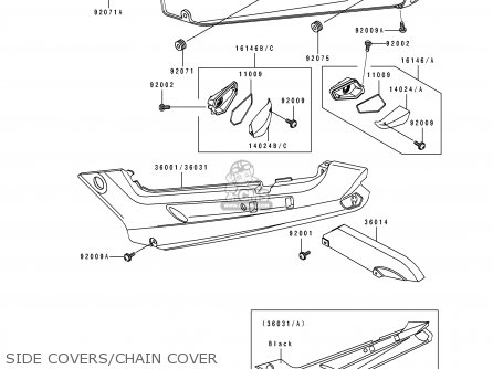 SIDE COVERS/CHAIN COVER - EX250H8 ZZR250 1997 ITALY