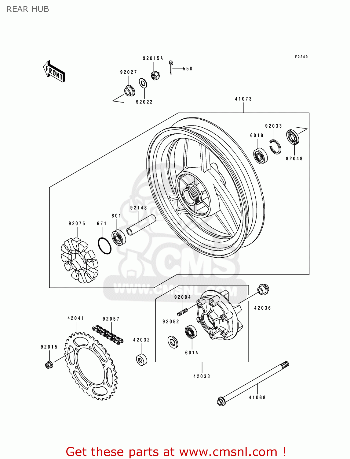 REAR HUB EX250H9 ZZR250 1998 SPAIN