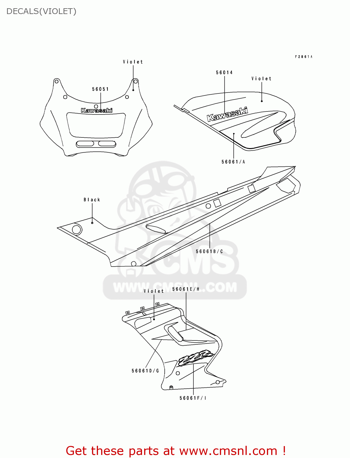 DECALS(VIOLET) EX250H9 ZZR250 1998 SPAIN