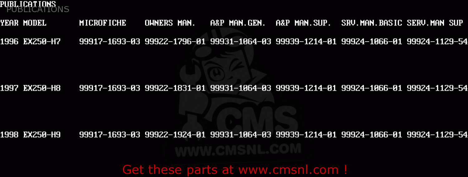 PUBLICATIONS EX250H9 ZZR250 1998 SPAIN