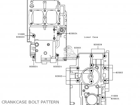 CRANKCASE BOLT PATTERN - EX250H9 ZZR250 1998 SPAIN
