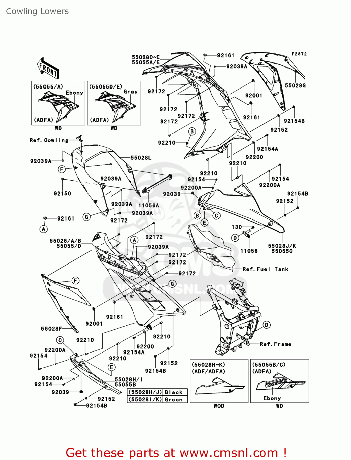 Kawasaki EX300ADF NINJA 300 2013 USA Cowling Lowers buy original