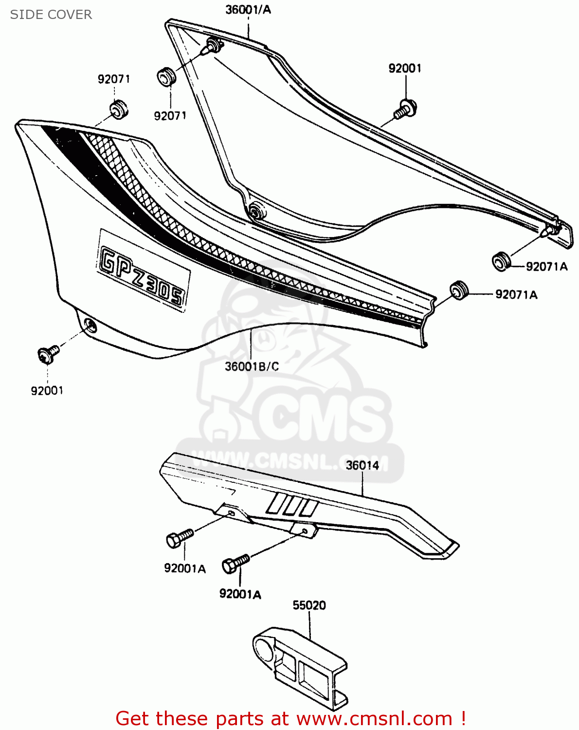 SIDE COVER EX305A1 Z305GP 1983 EUROPE UK IT WG