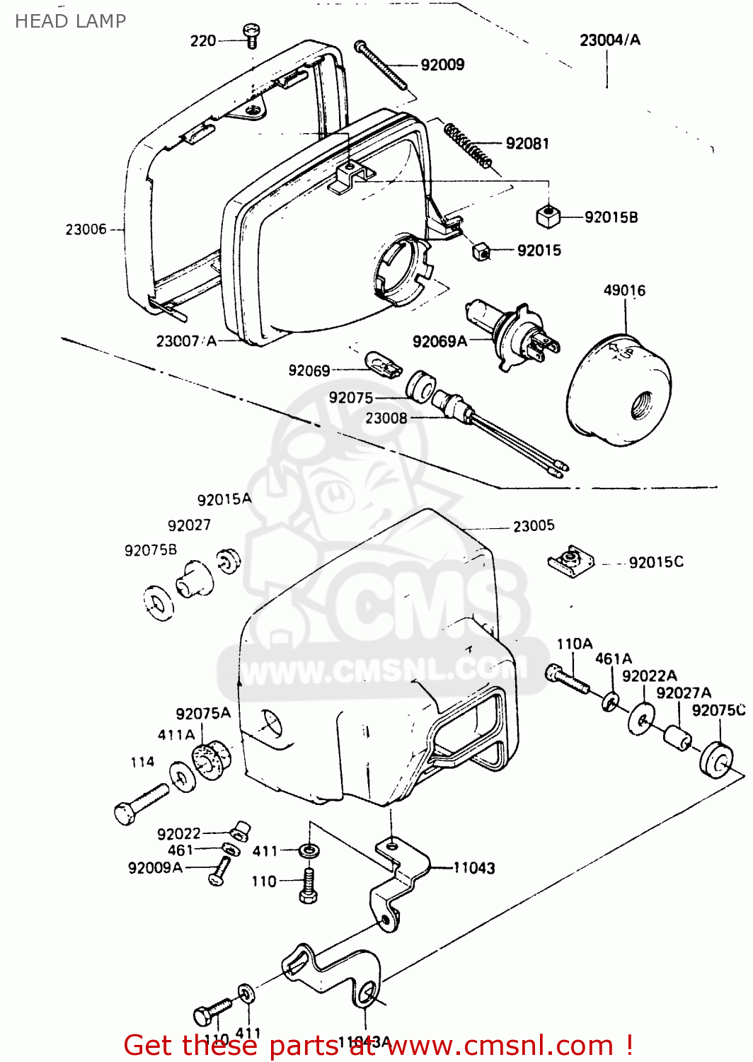 HEAD LAMP EX305A1 Z305GP 1983 EUROPE UK IT WG