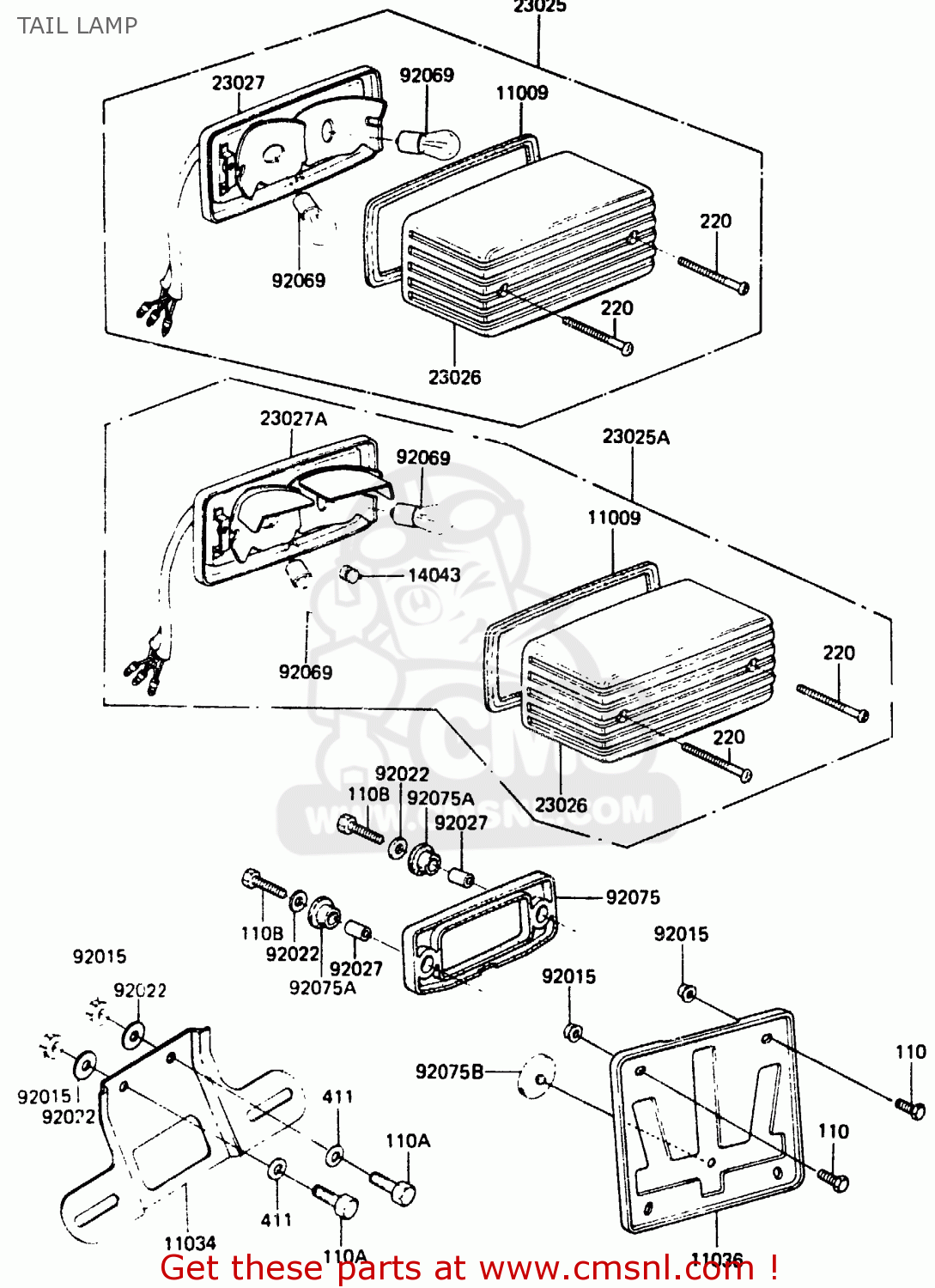 TAIL LAMP EX305A1 Z305GP 1983 EUROPE UK IT WG