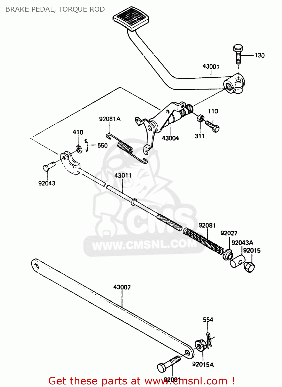 BRAKE PEDAL, TORQUE ROD EX305A1 Z305GP 1983 EUROPE UK IT WG