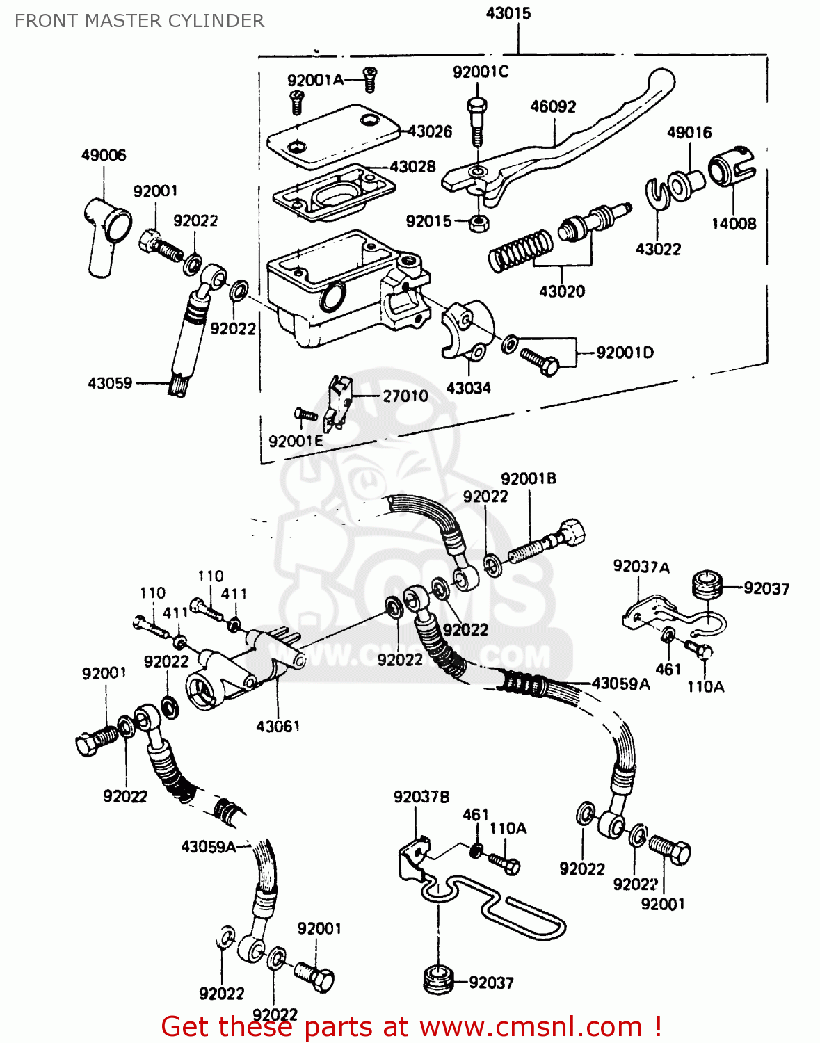 FRONT MASTER CYLINDER EX305A1 Z305GP 1983 EUROPE UK IT WG