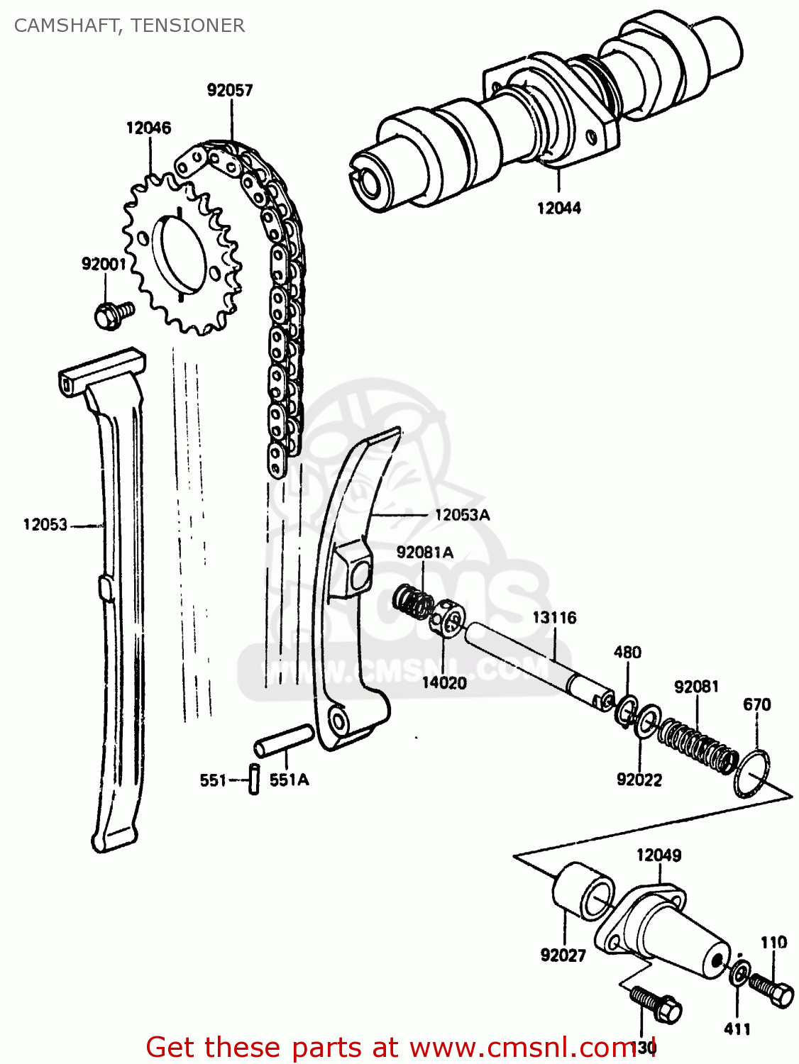 CAMSHAFT, TENSIONER EX305A1 Z305GP 1983 EUROPE UK IT WG