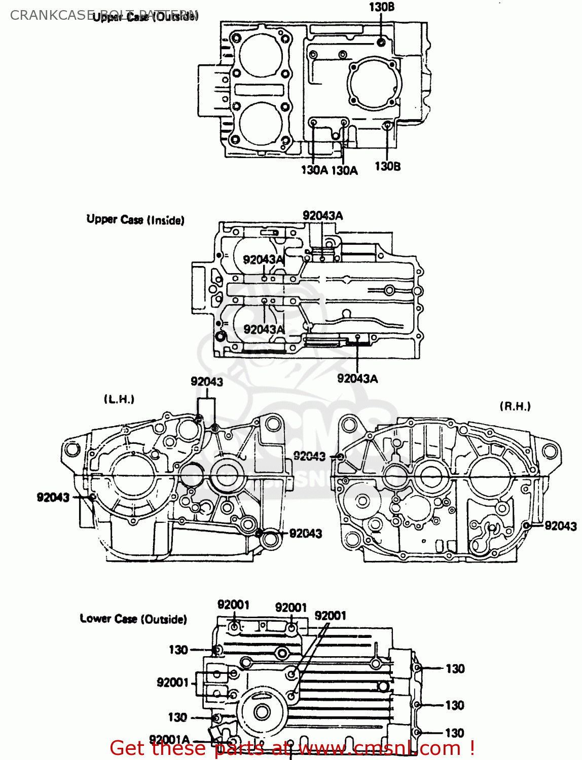 CRANKCASE BOLT PATTERN EX305A1 Z305GP 1983 EUROPE UK IT WG