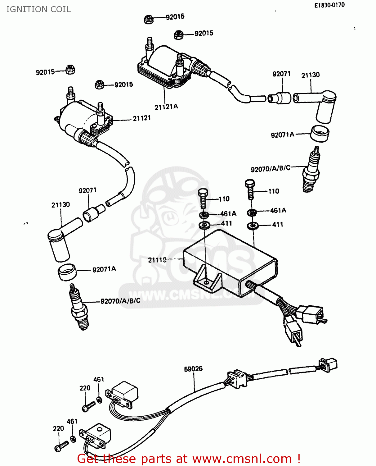 IGNITION COIL EX305A1 Z305GP 1983 EUROPE UK IT WG