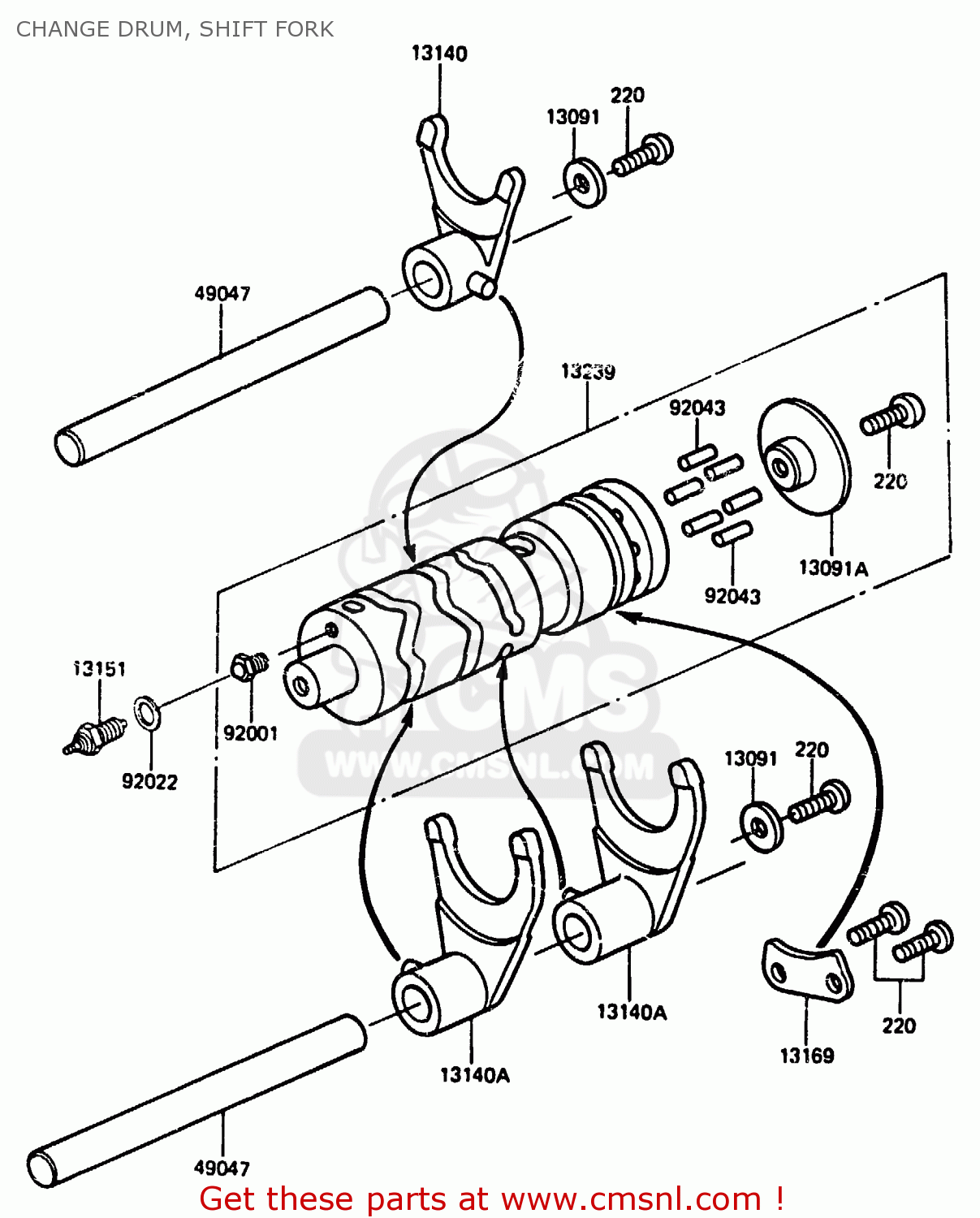 CHANGE DRUM, SHIFT FORK EX305A1 Z305GP 1983 EUROPE UK IT WG