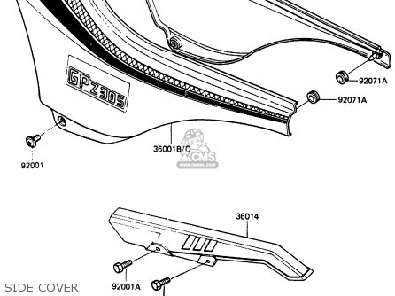 SIDE COVER - EX305A1 Z305GP 1983 EUROPE UK IT WG