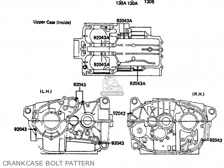 CRANKCASE BOLT PATTERN - EX305A1 Z305GP 1983 EUROPE UK IT WG