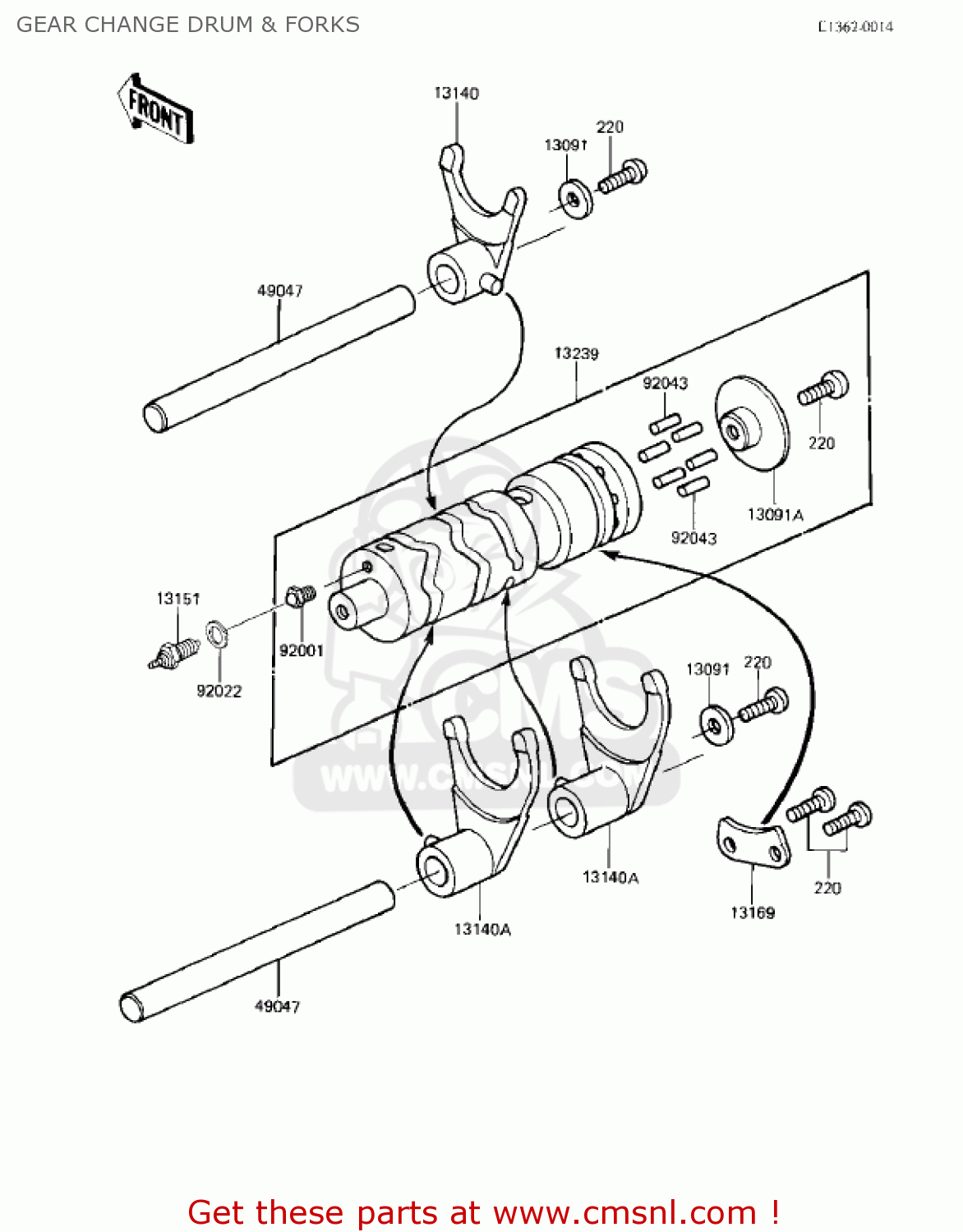 GEAR CHANGE DRUM & FORKS EX305B1 GPZ305 1985 USA CANADA