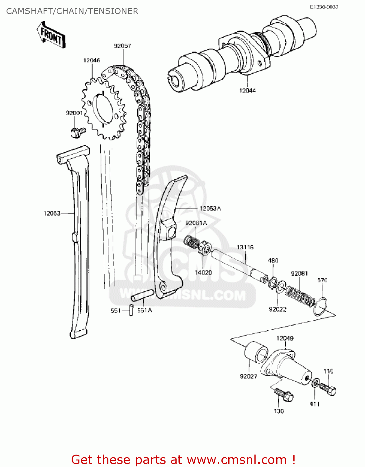 CAMSHAFT/CHAIN/TENSIONER EX305B1 GPZ305 1985 USA CANADA