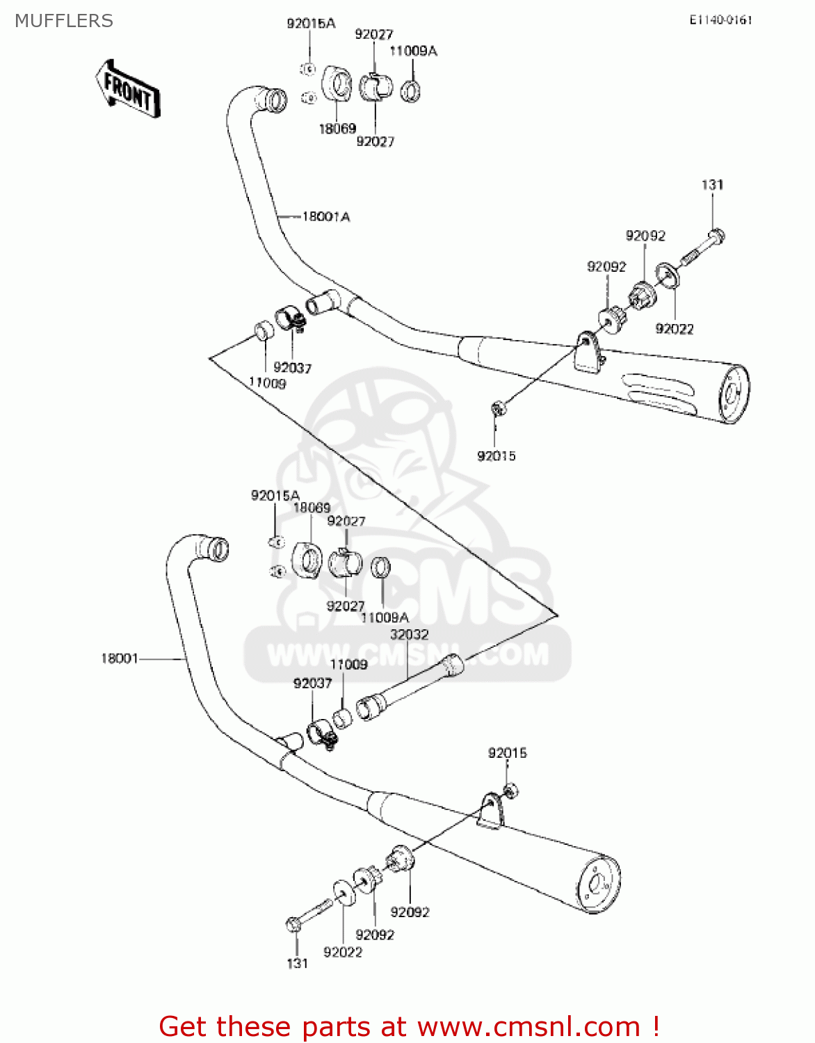 MUFFLERS EX305B1 GPZ305 1985 USA CANADA