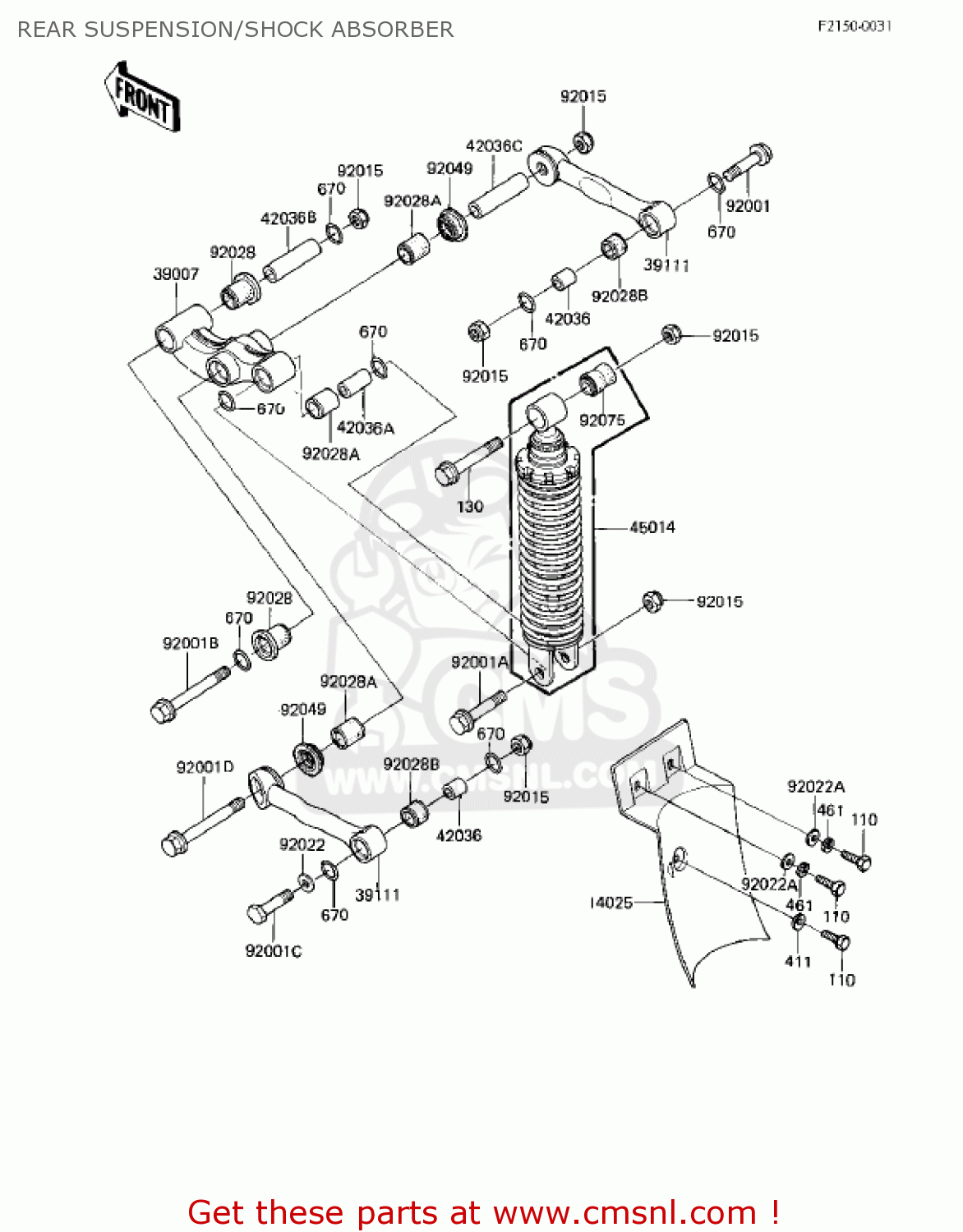 REAR SUSPENSION/SHOCK ABSORBER EX305B1 GPZ305 1985 USA CANADA