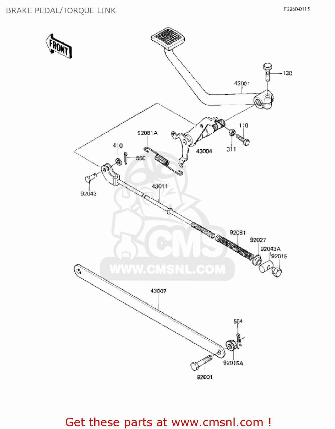 BRAKE PEDAL/TORQUE LINK EX305B1 GPZ305 1985 USA CANADA