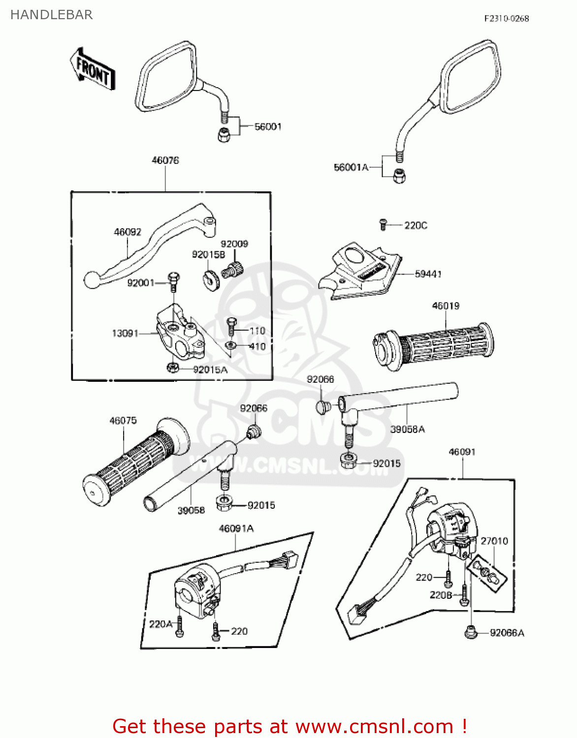 HANDLEBAR EX305B1 GPZ305 1985 USA CANADA