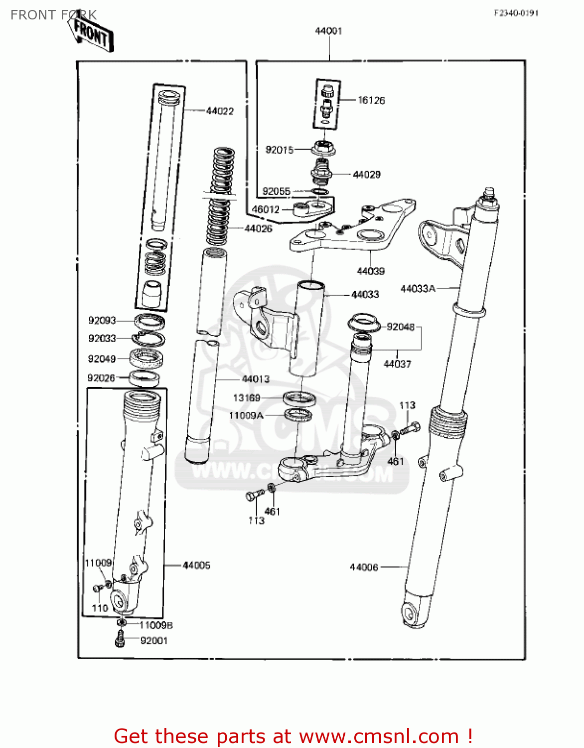 FRONT FORK EX305B1 GPZ305 1985 USA CANADA