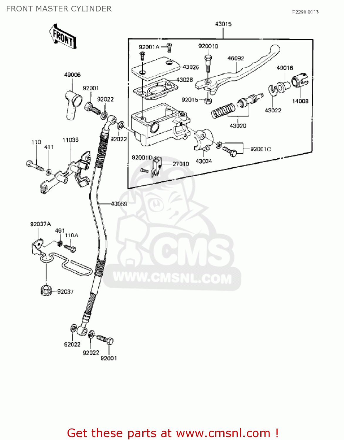 FRONT MASTER CYLINDER EX305B1 GPZ305 1985 USA CANADA