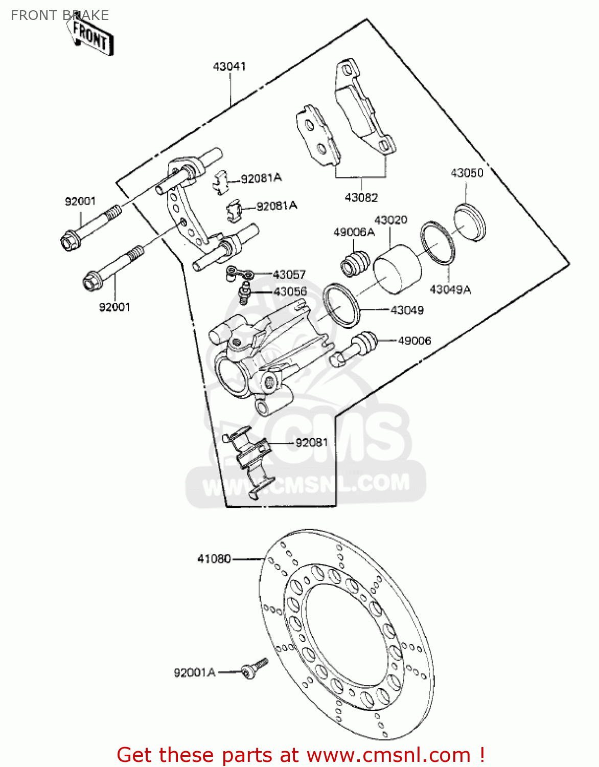 FRONT BRAKE EX305B1 GPZ305 1985 USA CANADA