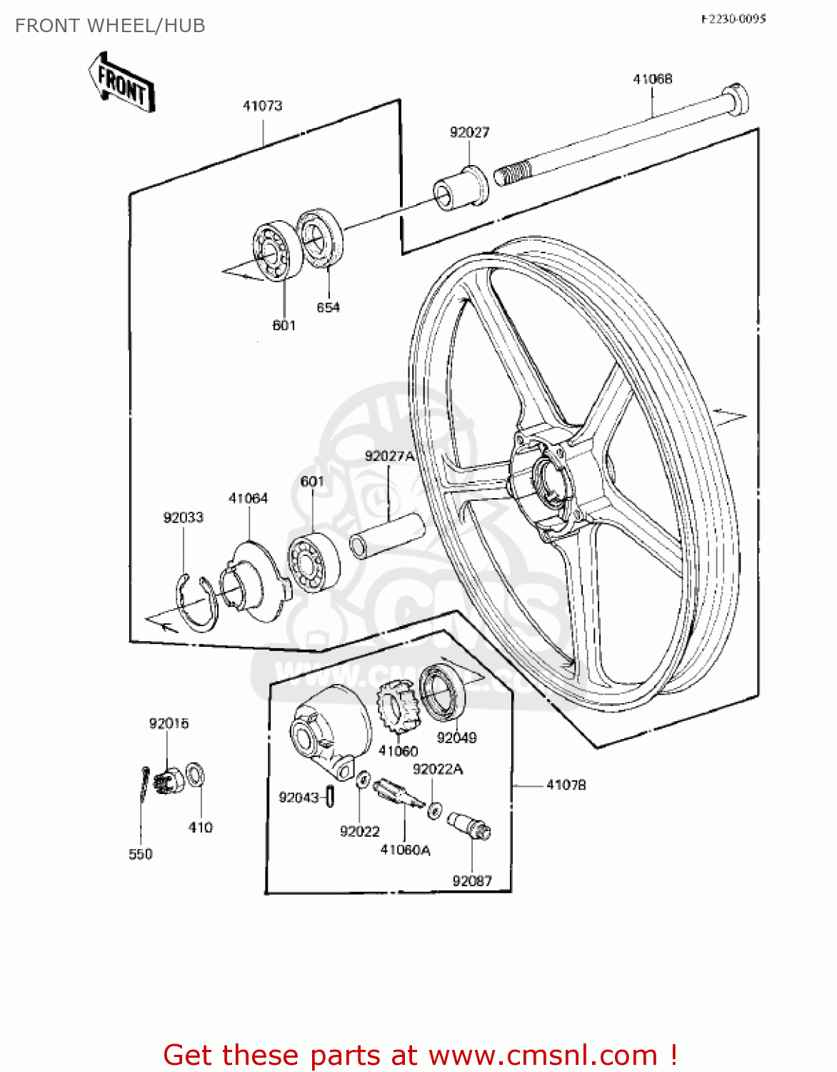 FRONT WHEEL/HUB EX305B1 GPZ305 1985 USA CANADA