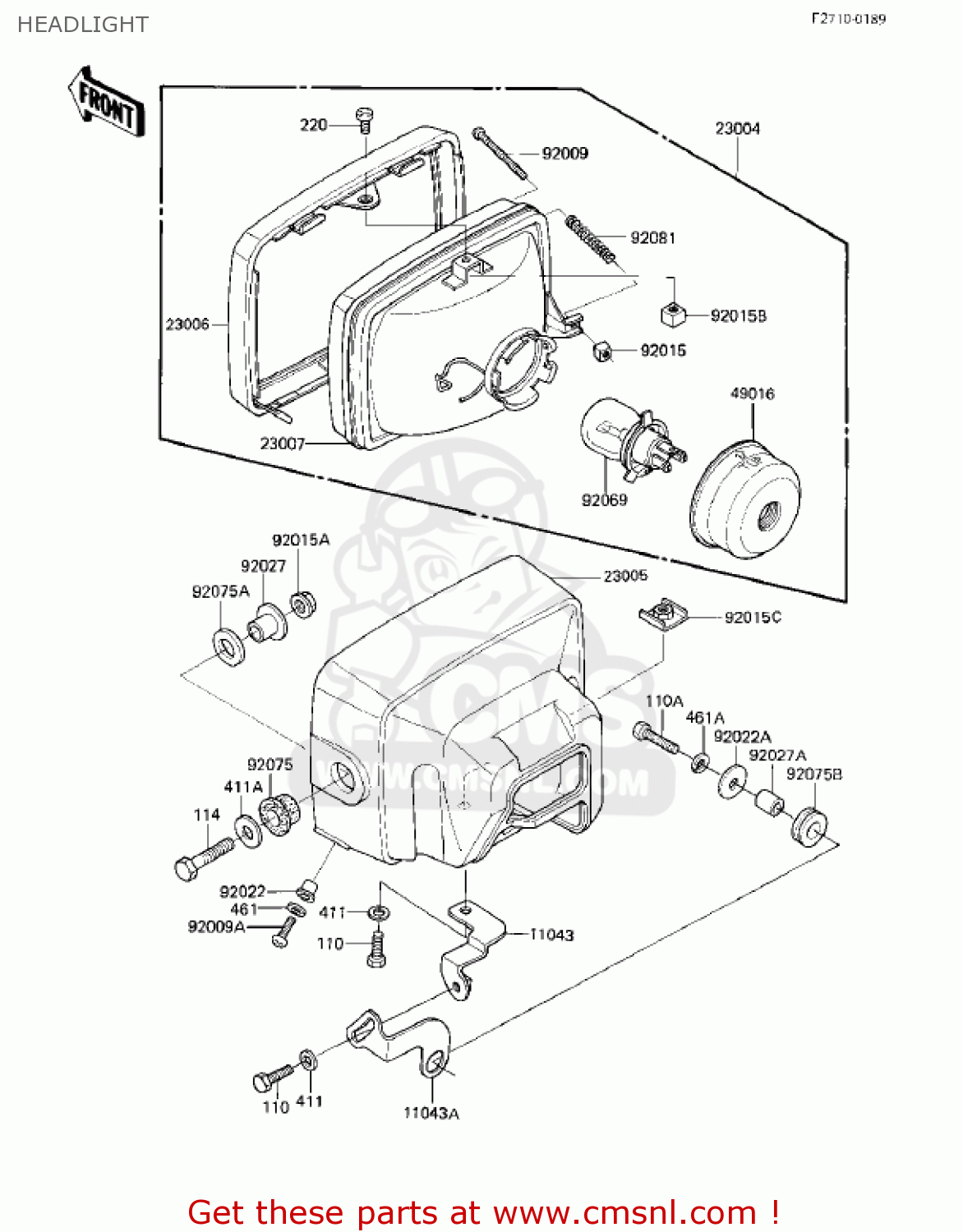 HEADLIGHT EX305B1 GPZ305 1985 USA CANADA