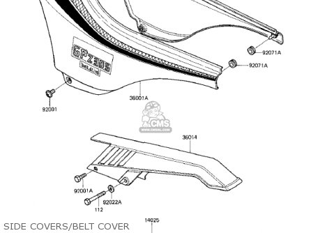 SIDE COVERS/BELT COVER - EX305B1 GPZ305 1985 USA CANADA