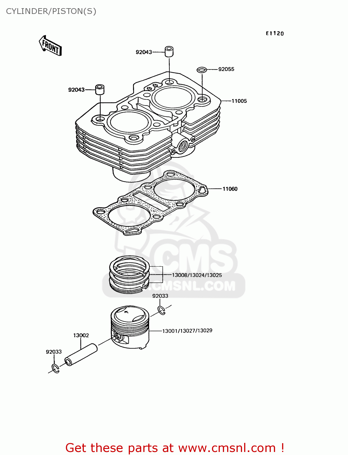 CYLINDER/PISTON(S) EX305B10 GPZ305 1994 EUROPE UK