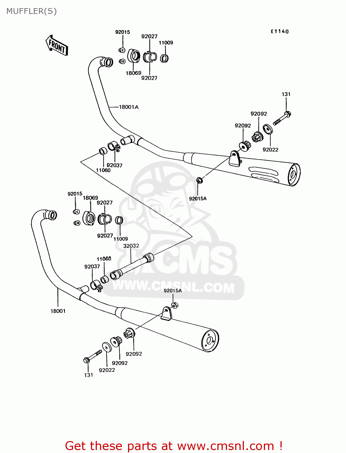 MUFFLER(S) EX305B10 GPZ305 1994 EUROPE UK