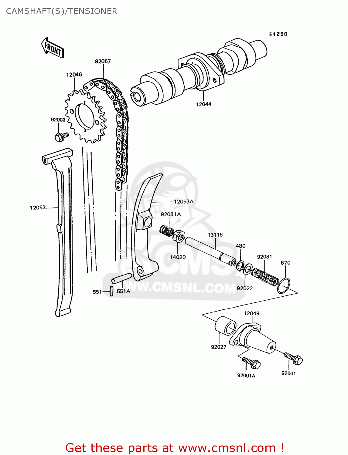 CAMSHAFT(S)/TENSIONER EX305B10 GPZ305 1994 EUROPE UK