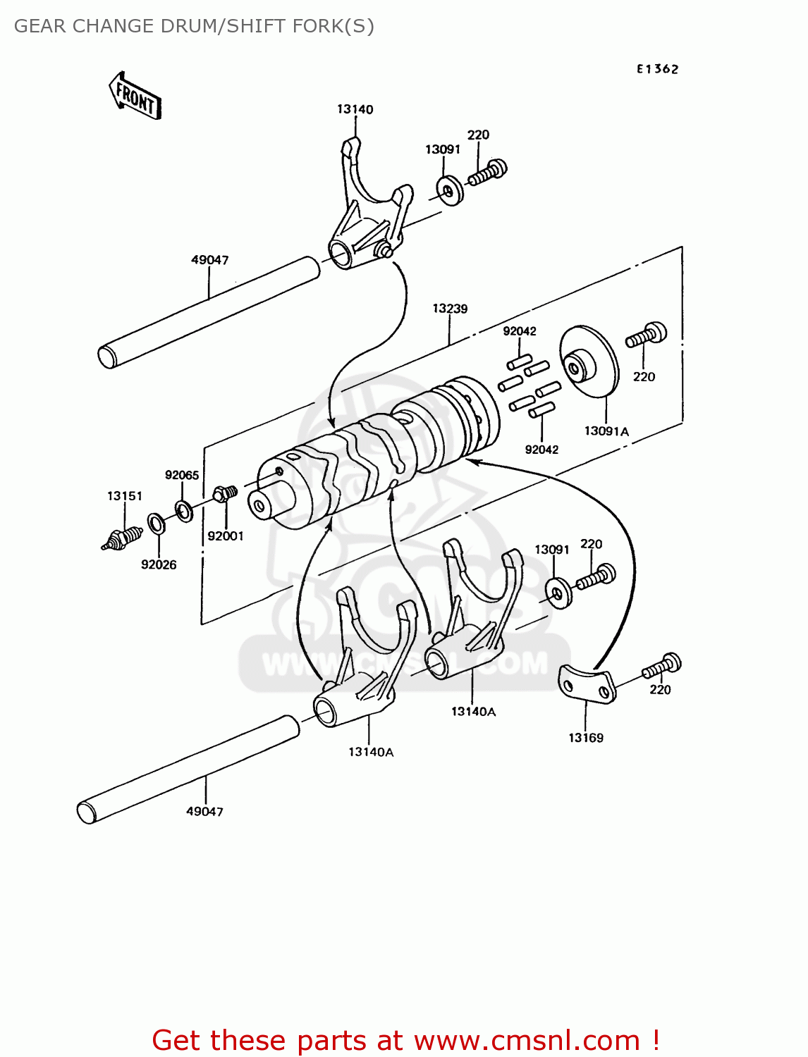 GEAR CHANGE DRUM/SHIFT FORK(S) EX305B10 GPZ305 1994 EUROPE UK