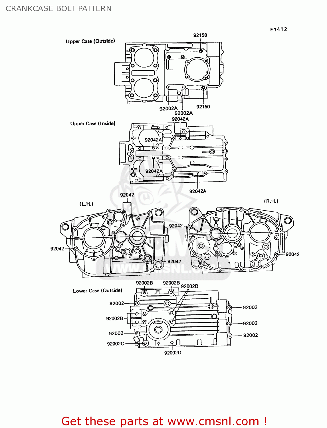 CRANKCASE BOLT PATTERN EX305B10 GPZ305 1994 EUROPE UK