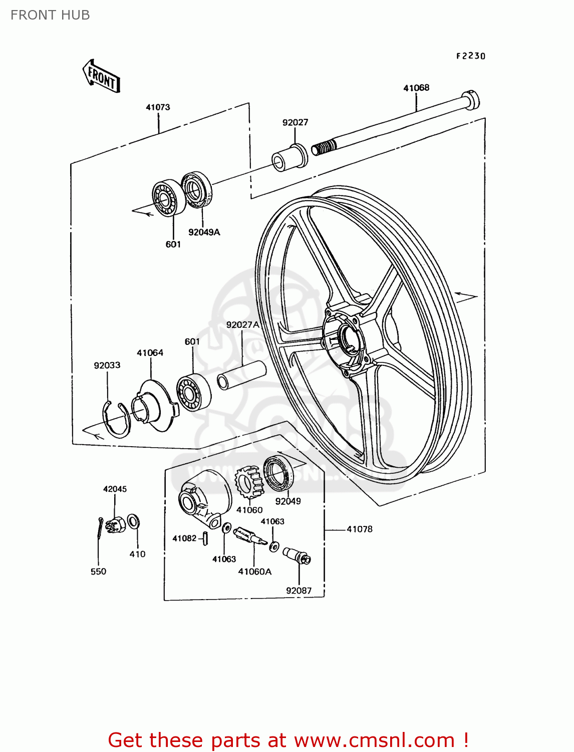 FRONT HUB EX305B10 GPZ305 1994 EUROPE UK