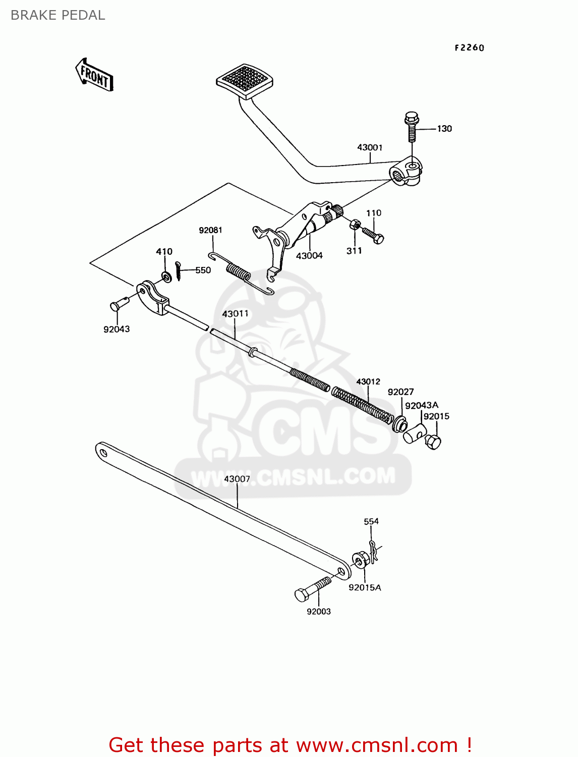 BRAKE PEDAL EX305B10 GPZ305 1994 EUROPE UK