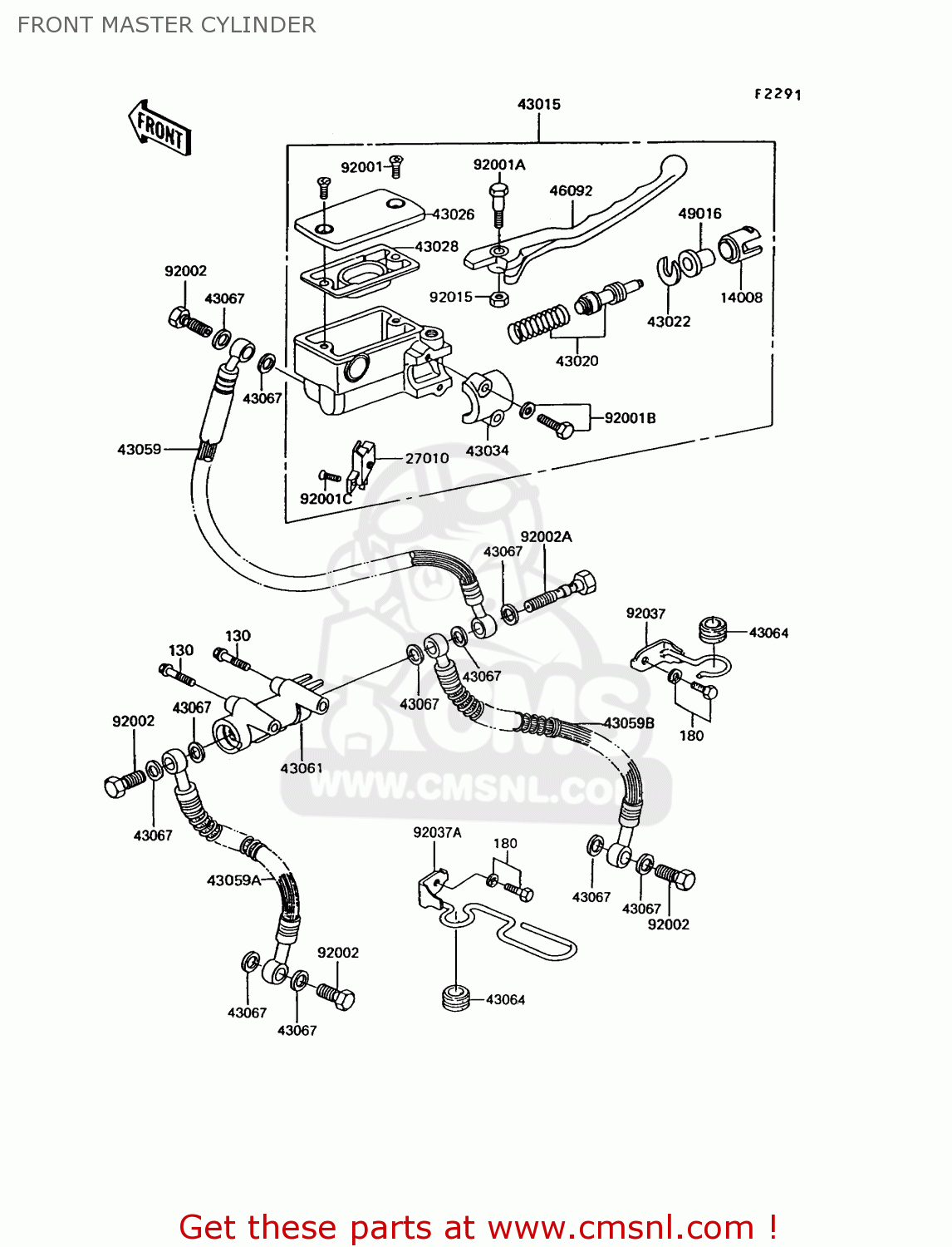 FRONT MASTER CYLINDER EX305B10 GPZ305 1994 EUROPE UK