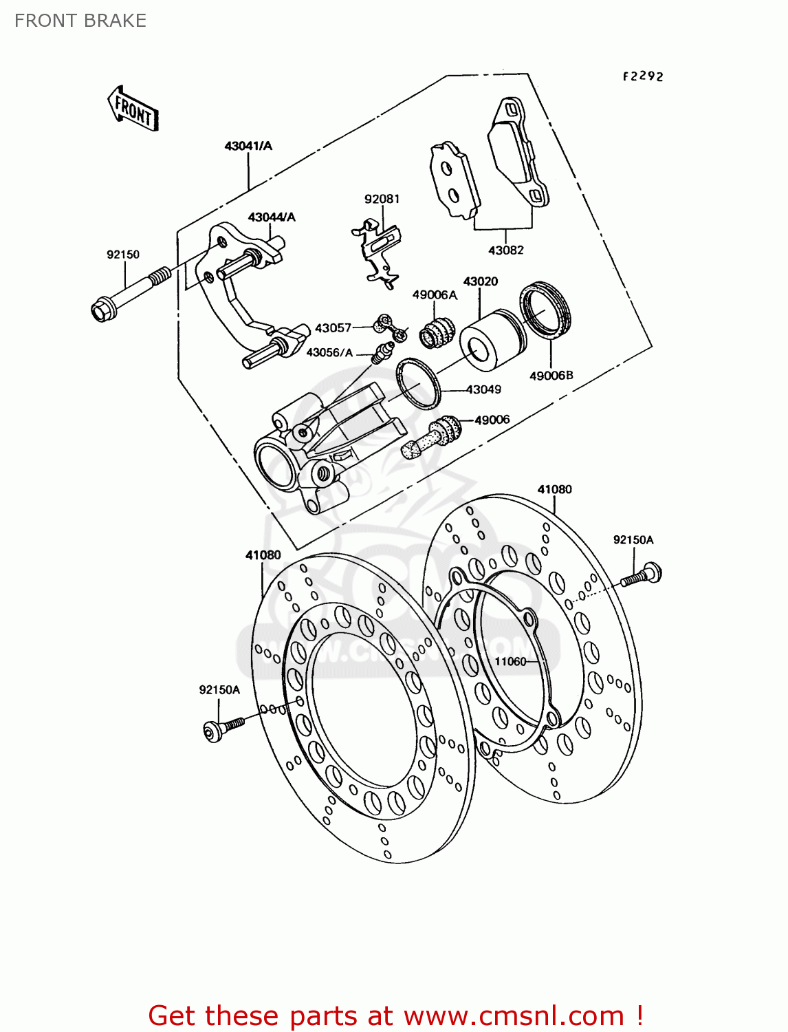 FRONT BRAKE EX305B10 GPZ305 1994 EUROPE UK