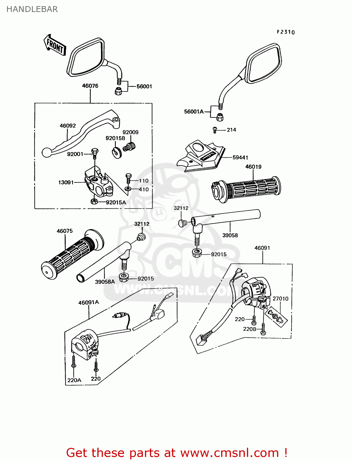 HANDLEBAR EX305B10 GPZ305 1994 EUROPE UK