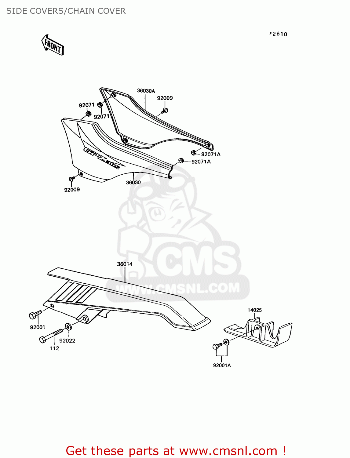 SIDE COVERS/CHAIN COVER EX305B10 GPZ305 1994 EUROPE UK