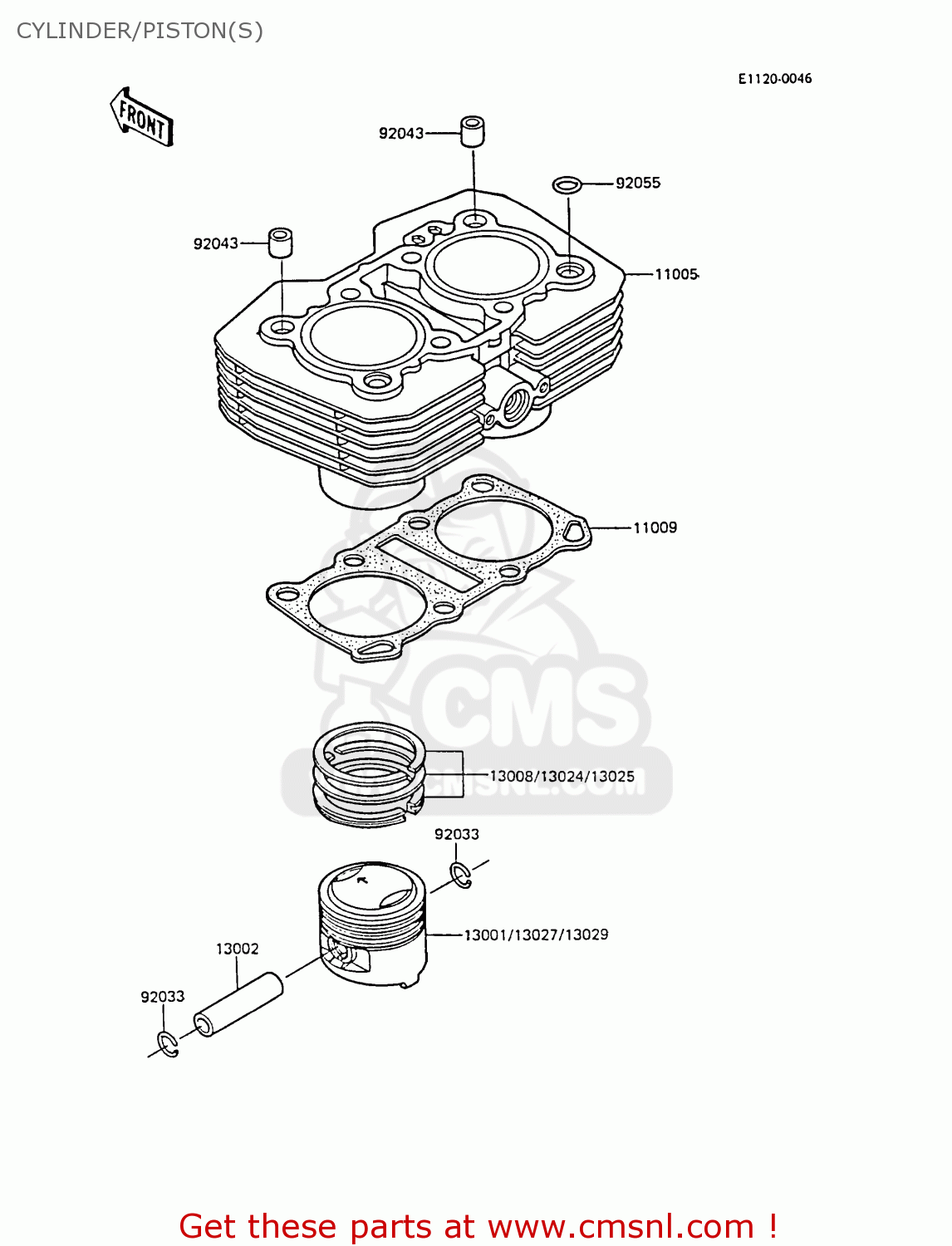CYLINDER/PISTON(S) EX305B2 GPZ305 1984 EUROPE UK GR IT FG / BELT DRIVE