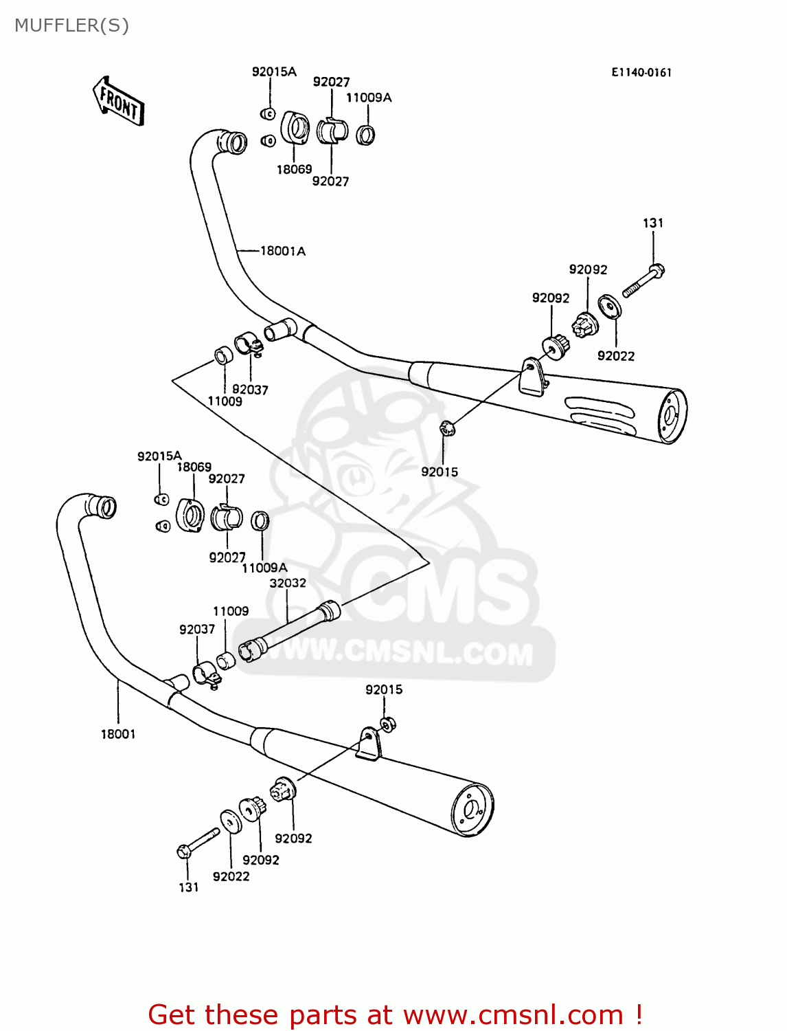 MUFFLER(S) EX305B2 GPZ305 1984 EUROPE UK GR IT FG / BELT DRIVE