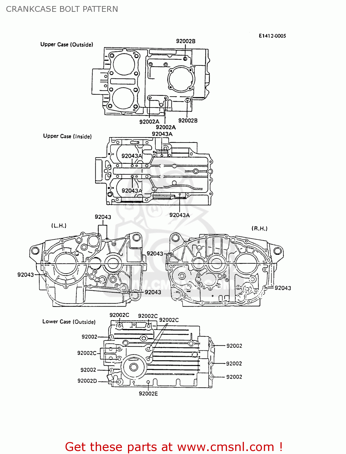 CRANKCASE BOLT PATTERN EX305B2 GPZ305 1984 EUROPE UK GR IT FG / BELT DRIVE